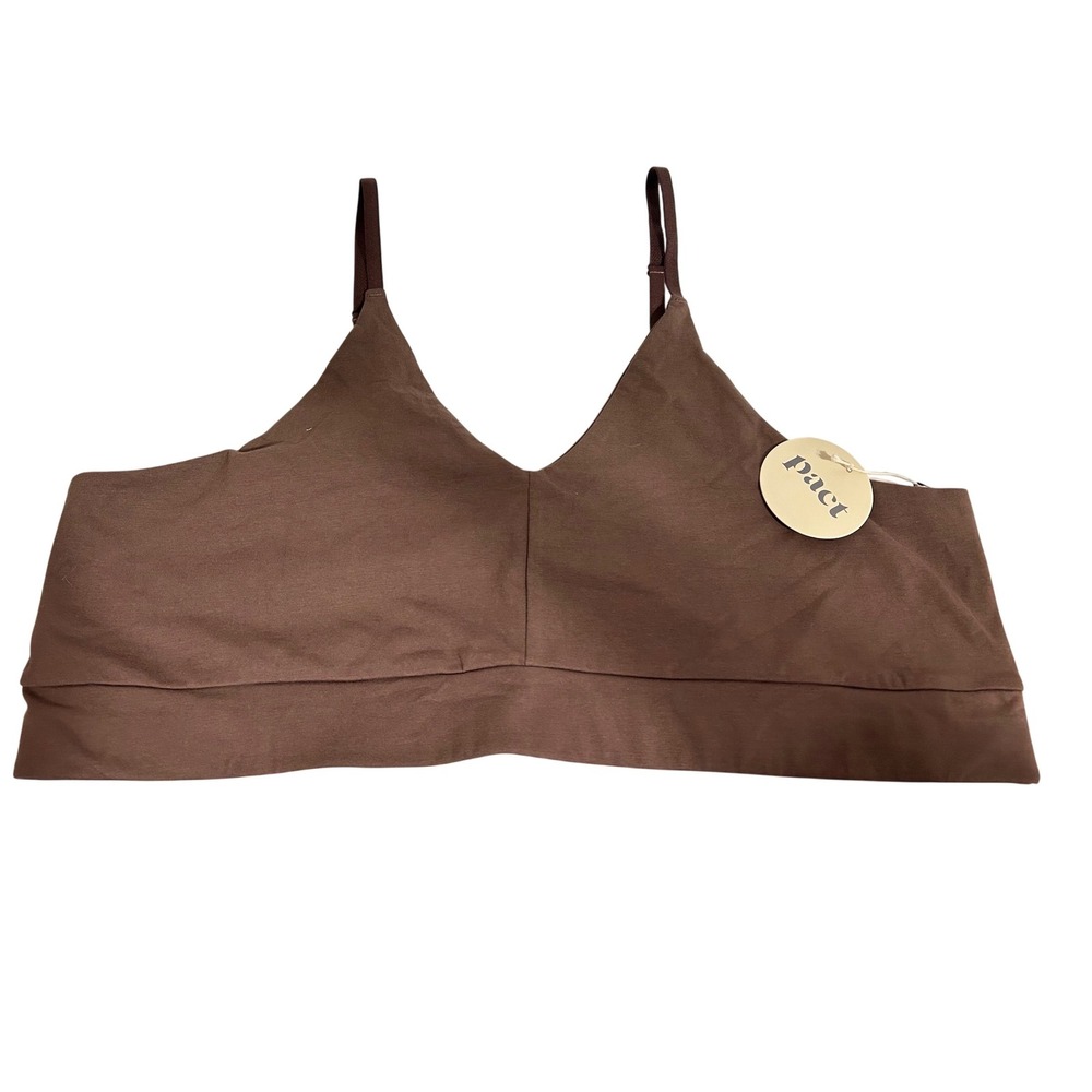 Pact Women's Organic Cotton Scoop Bralette with Adjustable Straps in Brown XXXL
